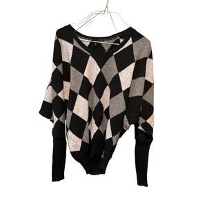 United Colors Of Benetton Sweater Womens One Size Multicolor Argyle Diamond Wool
